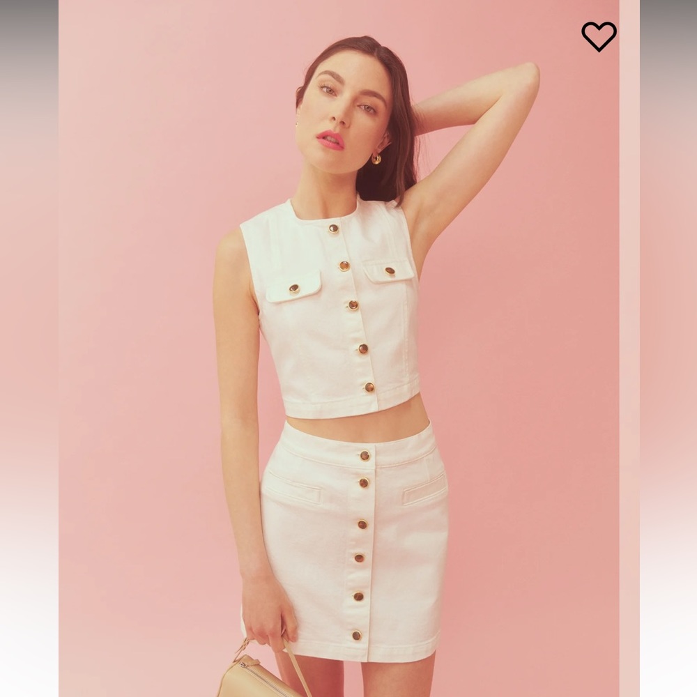 Reformation Cher Two Piece Denim Set - white size 4